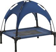 PawHut Łóżko dla zwierząt domowych na zewnątrz - łóżko dla psa, odporne na warunki atmosferyczne, z daszkiem, 61cm x 46 cm x 62 cm, Granatowy + Czarny