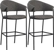 Zestaw 2 krzeseł barowych - tkanina i metal - antracyt - KARTAR