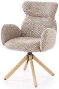 Obrotowe krzesło tapicerowane ciemny beż + dąb naturalny D7-M28