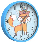 Niebieski zegar ścienny z lisem F5-P88