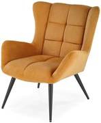 Musztardowy pikowany fotel uszak N3-H65