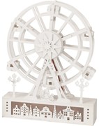 Świąteczne ruchome koło świecące Miasteczko, 26,5 x 5,5 x 20 cm, 4x LED, drewno