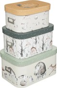 Pudełka ozdobne z pokrywą Leśni Przyjaciele, 3 sztuki