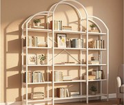 Nowoczesna metalowa biblioteczka 170×26×190 cm - kształt chmury - 5 poziomów przechowywania - biały