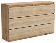 Duża komoda 6 SZUFLAD Szafka 120 cm ARIA Dąb Wotan/Dąb Sonoma