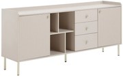 Kredens 2-drzwiowy z 3 szufladami i 4 niszami - Beżowy i złoty - LUNAOR