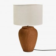 Lampa Stołowa Z Terakoty Verena Chocolate & Blk Frame & Biały Ø30 Cm - ↑25 Cm Arlina - Sklum