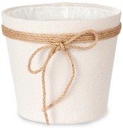 Osłonka na doniczkę pleciona z jutową kokardą, 20 x 16 cm