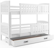 Białe piętrowe wspólne łóżko dla rodzeństwa z szufladą 90x200 M5-W65