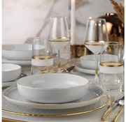 24-częściowy zestaw obiadowy, biały/złoty, porcelana