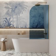 Parawan nawannowy półokrągły MOLIS Moon Blue szkło niebieskie | Różne rozmiary : Kolor profili kabiny - chrom / srebrny, Rozmiar - 70x140 cm