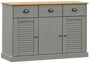 Szara sosnowa komoda z 3 szufladami i drzwiczkami B0-D27