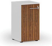 Szafa biurowa niska z drzwiami PRIMO WHITE, 400 x 420 x 740 mm, biały/orzech