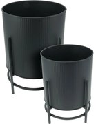 Zestaw stojaków metalowych na kwiaty Celano, czarne, 2 szt.