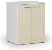 Szafa biurowa z drzwiami PRIMO WHITE, 2 półki, 800 x 640 x 1027 mm, biały/brzoza