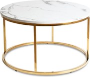 Stolik Kawowy CLIFF MAX 80 cm Biały Marmur/Złoty Nowoczesny Glamour