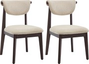 Zestaw 2 krzeseł z teksturowanej tkaniny i drewna kauczukowca  - Beżowe - GABIEL