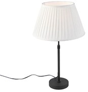 Lampa stołowa czarna z plisowanym abażurem kremowym 35 cm regulowana - Parte