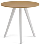 Stolik kawowy PRIMO ZEN, średnica 80 cm, biała podstawa, buk