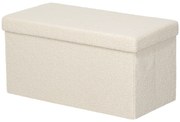 HOMCOM Stołek do przechowywania, ławka z miejscem i pokrywą do salonu, sypialni, przedpokoju, Kremowy