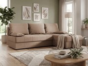 Rozkładana dwustronna sofa narożna VENORIA SLIM 200x143 cm, beżowa + 2 poduszki GRATIS