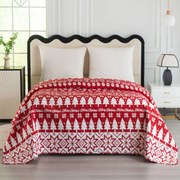 Narzuta na łóżko ŚWIĄTECZNY LAS czerwony Rozmiar: 220 x 240 cm