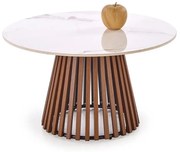 Stolik kawowy CARINA 80x80 beżowy marmur/orzechowy HALMAR