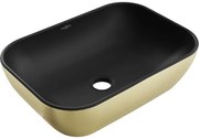 Mexen Rita umywalka nablatowa 45 x 32 cm, czarna mat/złota wzór linie - 21084577