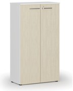Szafa biurowa z drzwiami PRIMO WHITE, 800 x 420 x 1434 mm, biały/brzoza