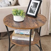 STOLIK KAWOWY OKRĄGŁY, STOLIK BOCZNY, RUSTYKALNY BRĄZ, W STYLU LOFT
