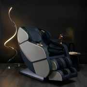 Fotel Masujący ZX ULTRA PRO MAX Wypoczynkowy Relaksacyjny Granatowy Ekoskóra Nowoczesny