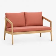 Sofa Ogrodowy Dwuosobowy Z Drewna Akacjowego I Plecionej Liny Kaela Jasny Akacjowy Brąz & Tkaniny Dachówka Red Roof - Sklum