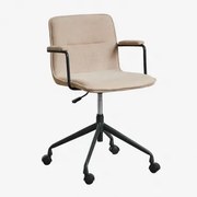 Krzesło Biurowe Na Kółkach Z Podłokietnikami Seifert Czarny & Tkaniny Pszenica & Tela - Sklum