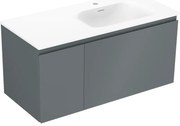 Mexen Orio szafka łazienkowa 100 cm z umywalką Vela prawą, 1S, 1D, grafit mat/biała mat - 91A13-10047-3-BBFF66-W23P01