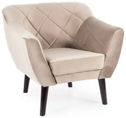 Fotel do salonu KARO 1 Velvet ciemny beż wenge SIGNAL