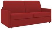 Kanapa 3-osobowa rozkładana typu expres z tkaniny CALIFE - Czerwony - Miejsce do spania 140 cm - Materac 14 cm