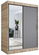 Szafa przesuwna MODUO COMFORT 150 dąb sonoma/antracyt z lustrem po lewej MKPOL