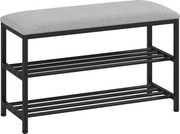 HOMCOM Ławka na buty z siedziskiem i miejscem do przechowywania czarna 81x31x50 cm | Aosom PL