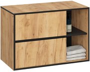 Wisząca szafka łazienkowa 90 cm dab craft+ czarny H1-H37