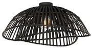 Orientalna lampa sufitowa czarna z bambusa 62 cm - Pua
