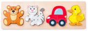 Woody Puzzle Baby na desce, 4 motywy