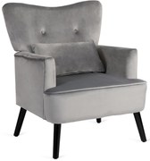 Fotel Uszak Wypoczynkowy BUNNY Szary Welurowy Nowoczesny Loft