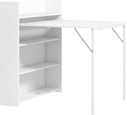 HOMCOM Rozkładany Stół Do Jadalni, Idealny Do Małych Przestrzeni, z 4 Dyskretnymi Półkami, Składany Stół Kuchenny, Funkcja Przeciw Przewrotom, Biały