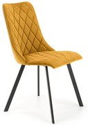 Musztardowe krzesło tapicerowane welurem K1-B65
