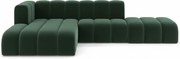 Narożnik w kształcie L z pufą Grand Mini, tkanina Salvador, Zielony, Lewy