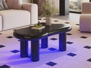 Stolik kawowy 98x65,5x40 cm - kształt chmury - 1 szuflada - z oświetleniem LED - czarny