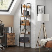 Industrialny regał stojący czarny 5 półek drabinka na książki loft modern