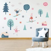 Naklejki na ścianę - Króliki zimą