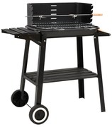 Czarny grill na kółkach z regulowaną wysokością rusztu T6-H16