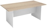 Stół konferencyjny do biura PRIMO WHITE, 180x90 cm, biały/dąb naturalny